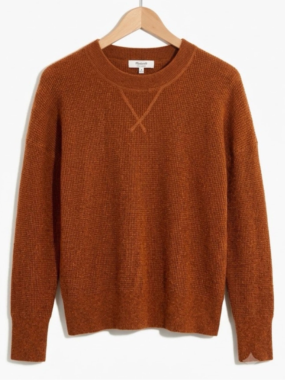 Madewell 100% Cashmere Rust Orange Crewneck Sweater